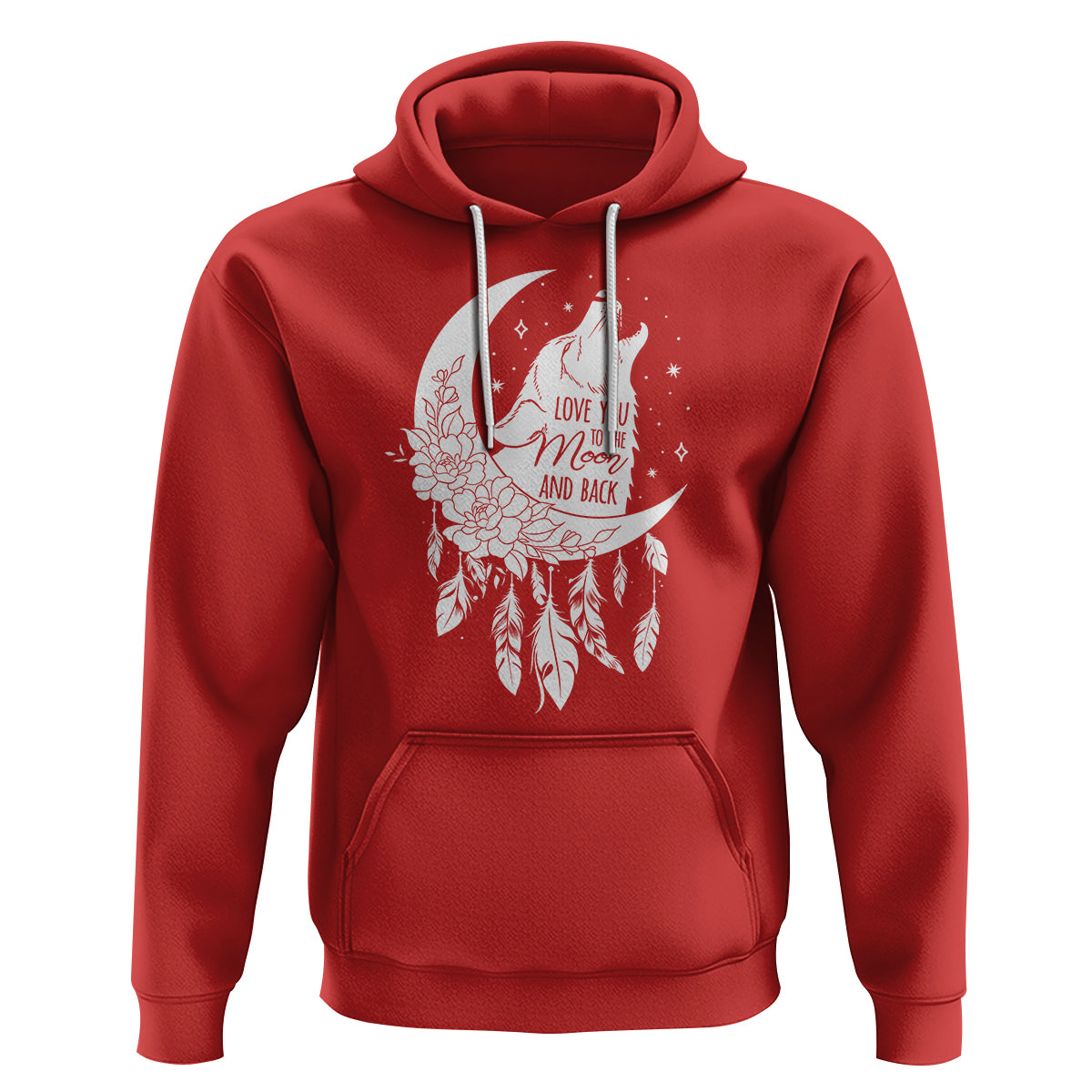 Valentine's Day Hoodie Love You To The Moon And Back Wolf - Wonder Print Shop