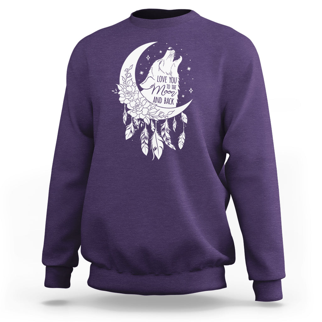 Valentine's Day Sweatshirt Love You To The Moon And Back Wolf - Wonder Print Shop