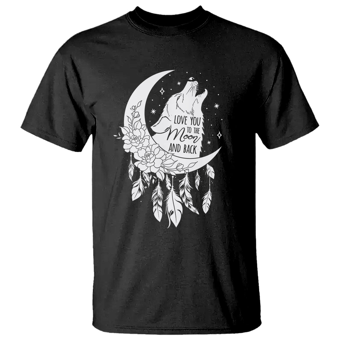 Valentine's Day T Shirt Love You To The Moon And Back Wolf - Wonder Print Shop
