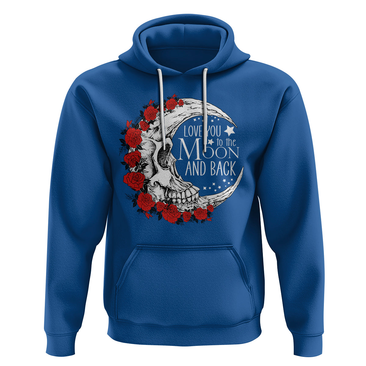 Valentine's Day Hoodie Love You To The Moon And Back Skull Rose - Wonder Print Shop