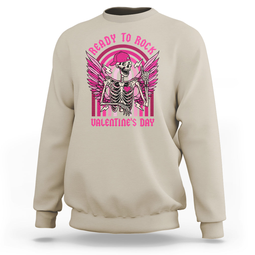 Skeleton Ready To Rock Valentine's Day Sweatshirt - Wonder Print Shop