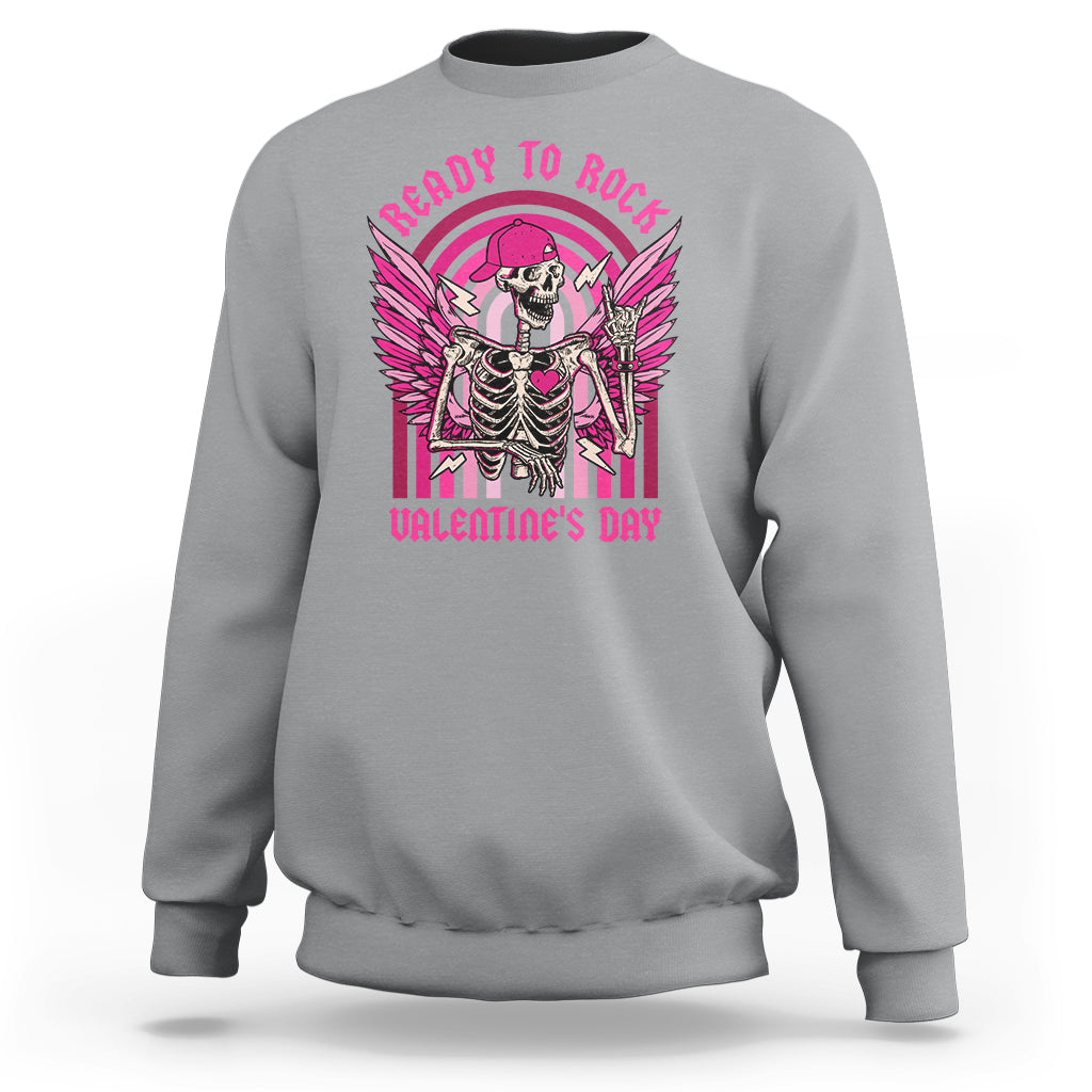 Skeleton Ready To Rock Valentine's Day Sweatshirt - Wonder Print Shop