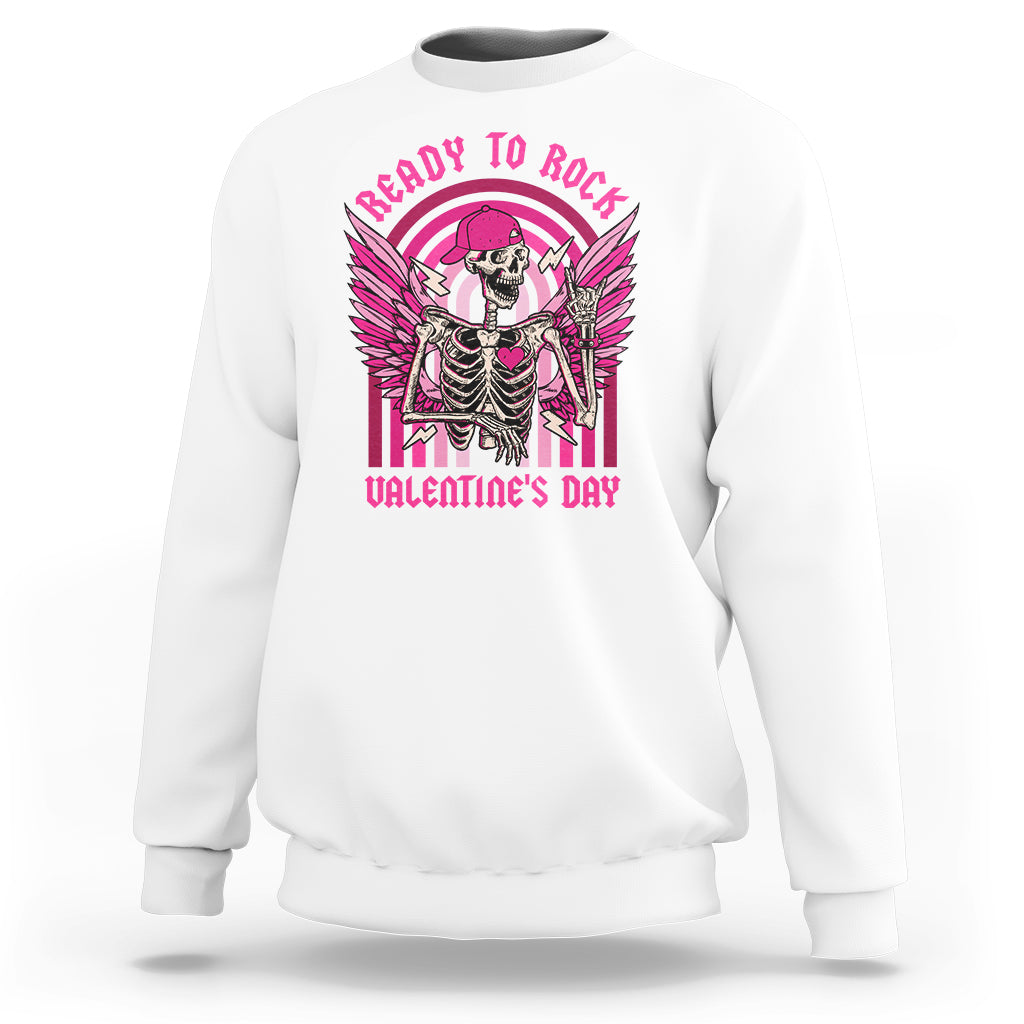 Skeleton Ready To Rock Valentine's Day Sweatshirt - Wonder Print Shop