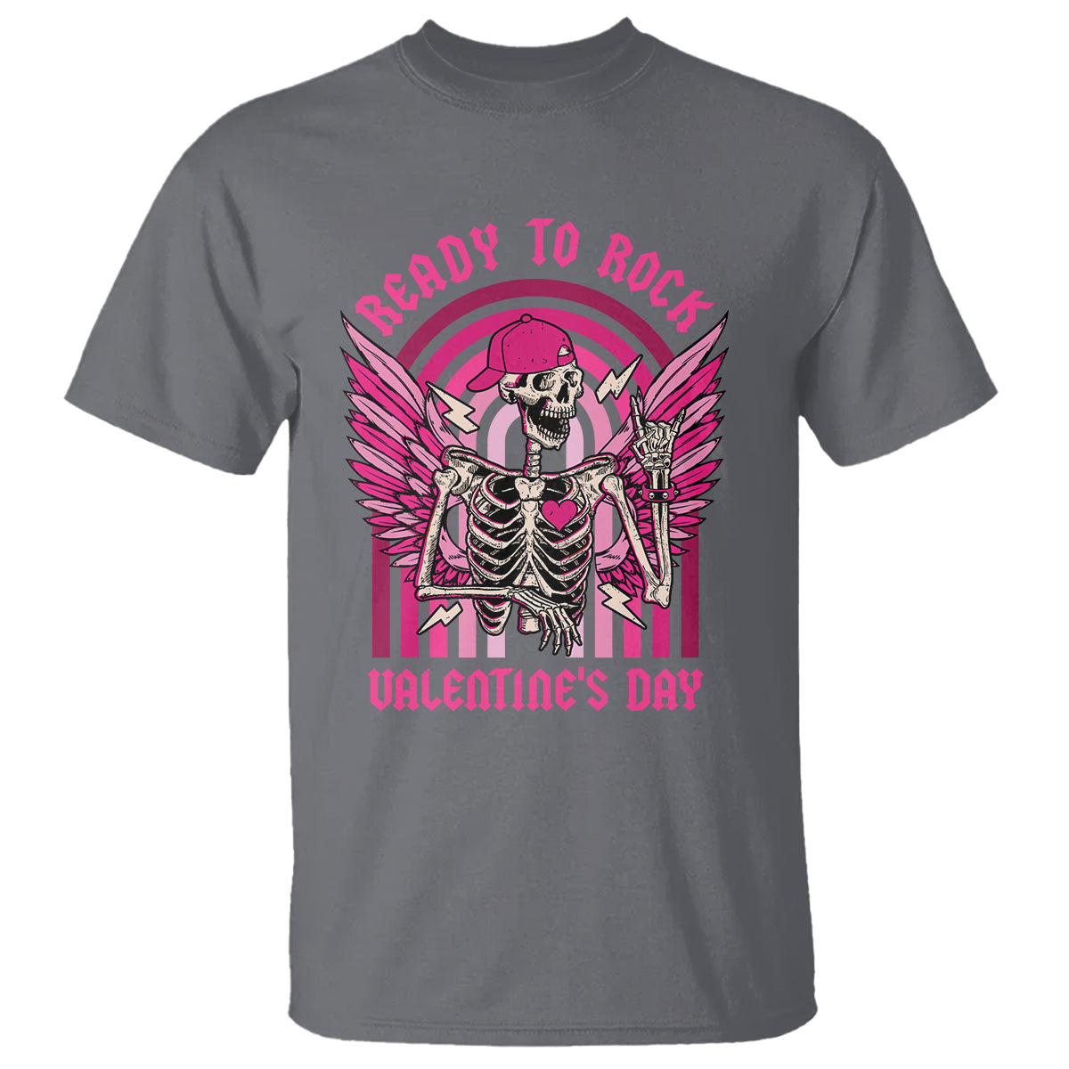 Skeleton Ready To Rock Valentine's Day T Shirt - Wonder Print Shop