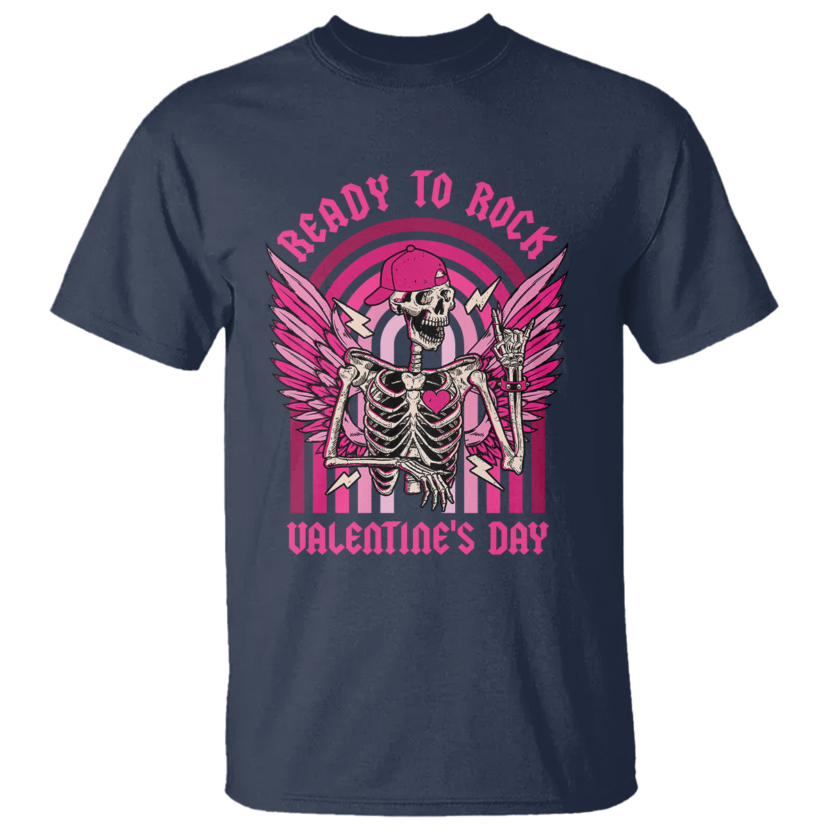 Skeleton Ready To Rock Valentine's Day T Shirt - Wonder Print Shop