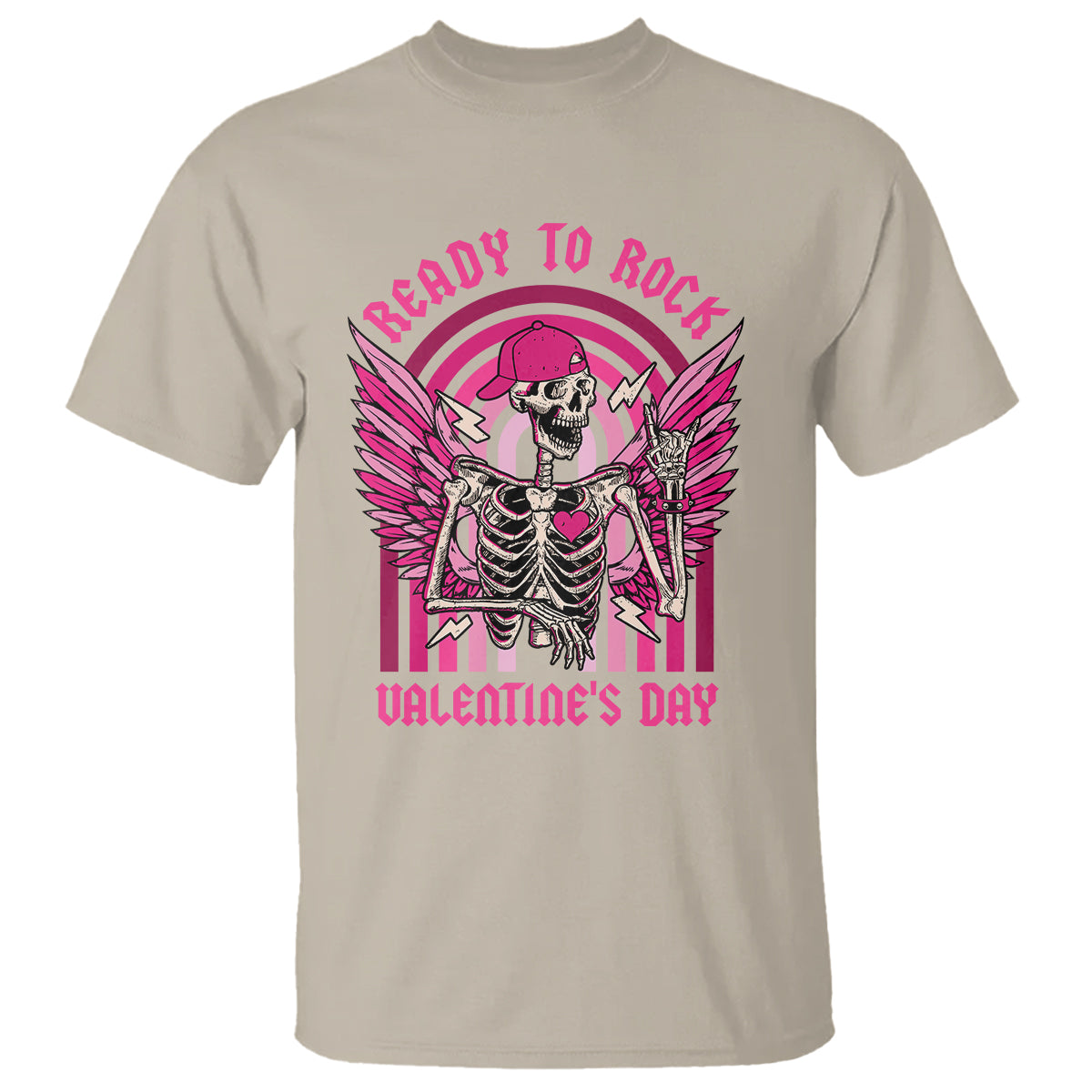 Skeleton Ready To Rock Valentine's Day T Shirt - Wonder Print Shop