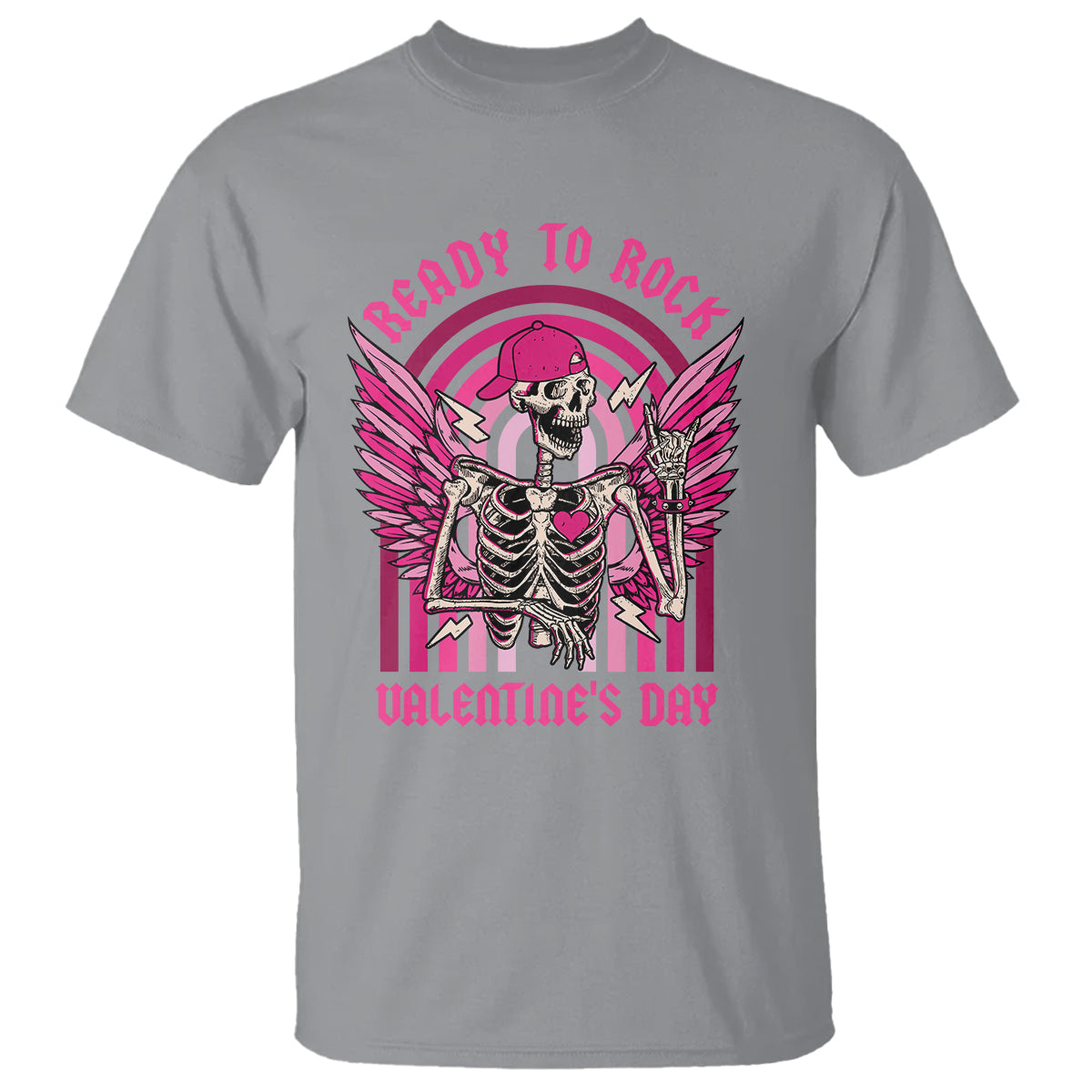 Skeleton Ready To Rock Valentine's Day T Shirt - Wonder Print Shop