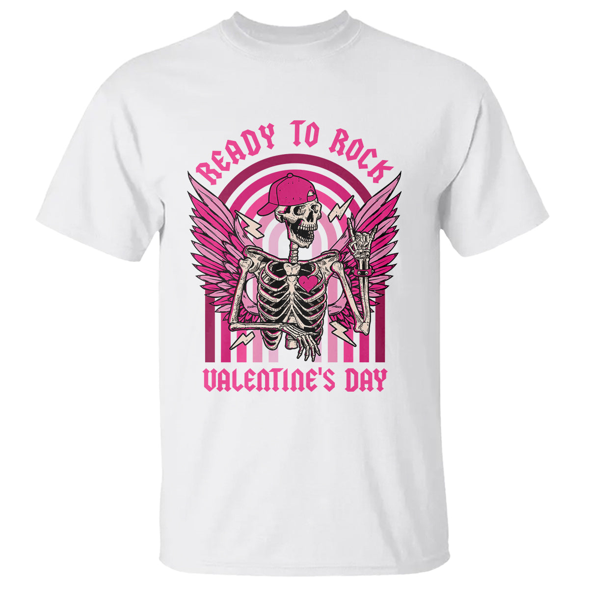 Skeleton Ready To Rock Valentine's Day T Shirt - Wonder Print Shop