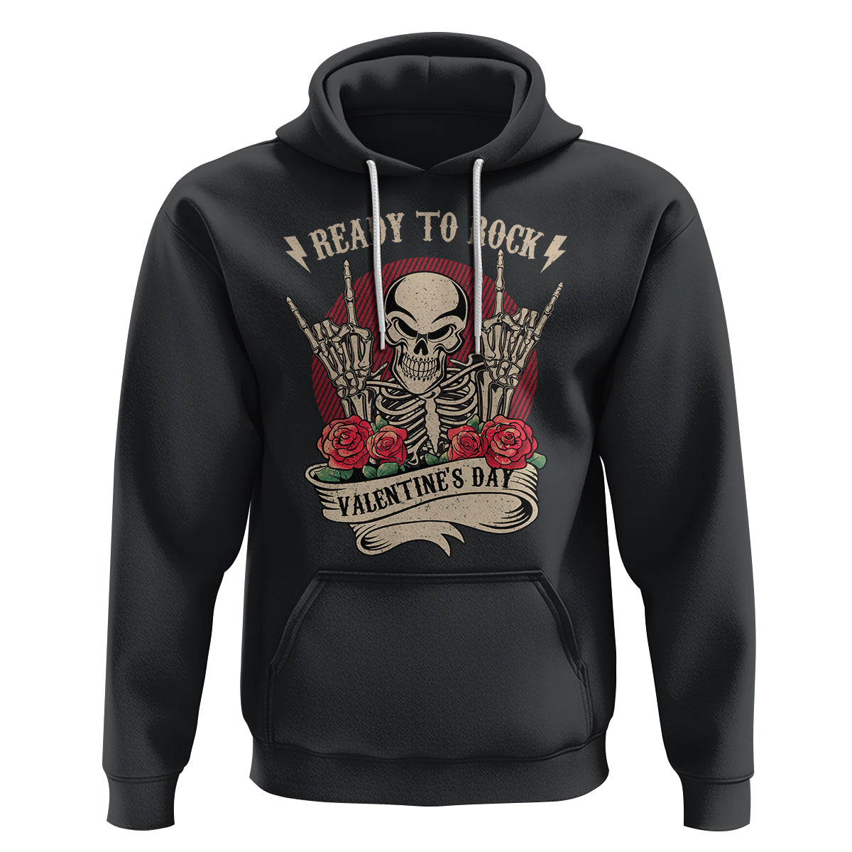 Skeleton Ready To Rock Valentine's Day Hoodie - Wonder Print Shop