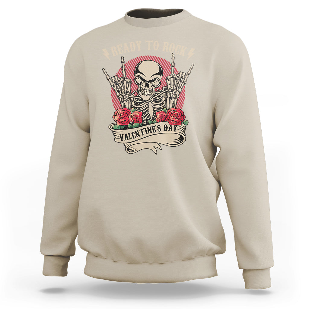 Skeleton Ready To Rock Valentine's Day Sweatshirt - Wonder Print Shop