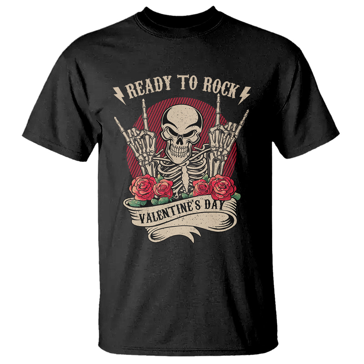 Skeleton Ready To Rock Valentine's Day T Shirt - Wonder Print Shop