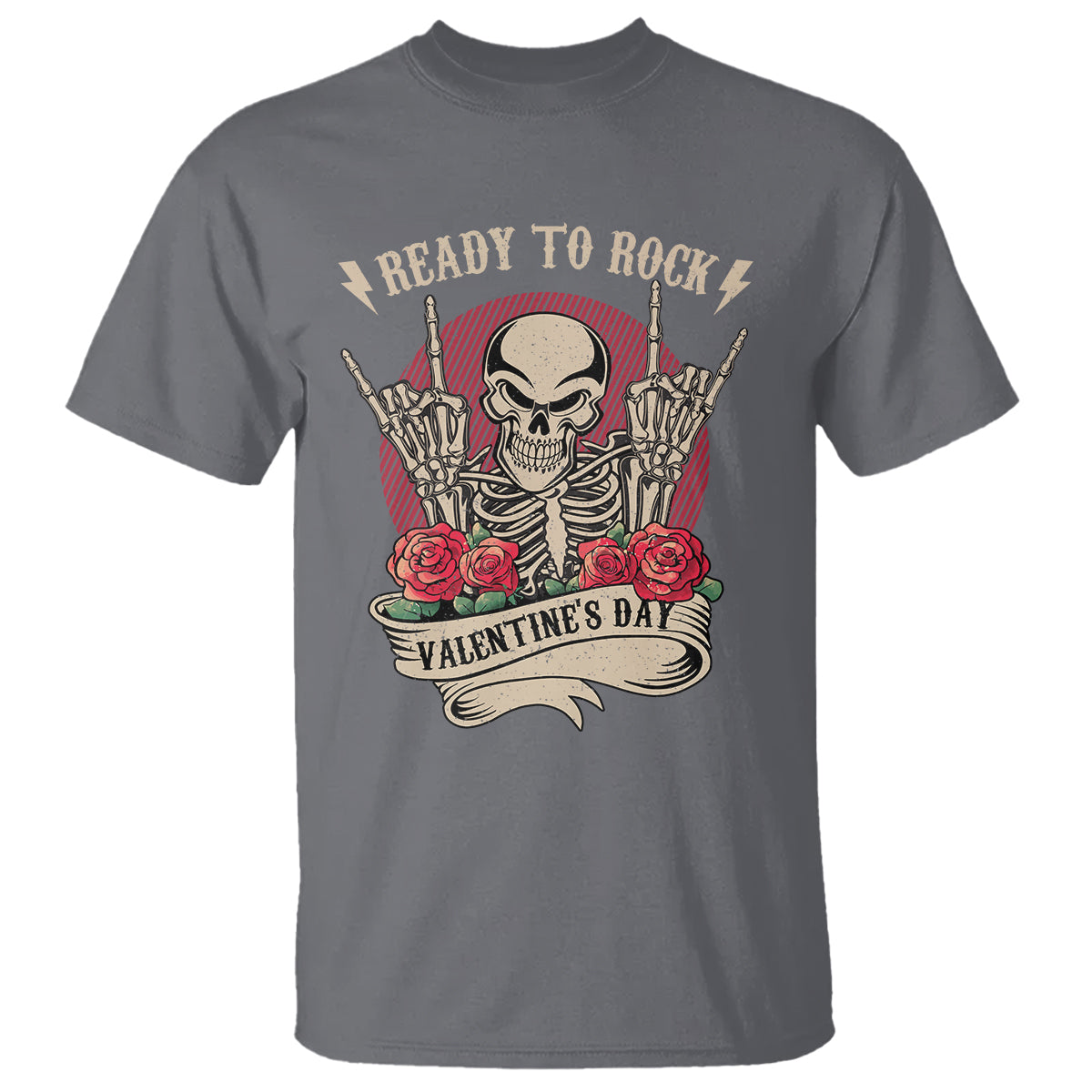 Skeleton Ready To Rock Valentine's Day T Shirt - Wonder Print Shop