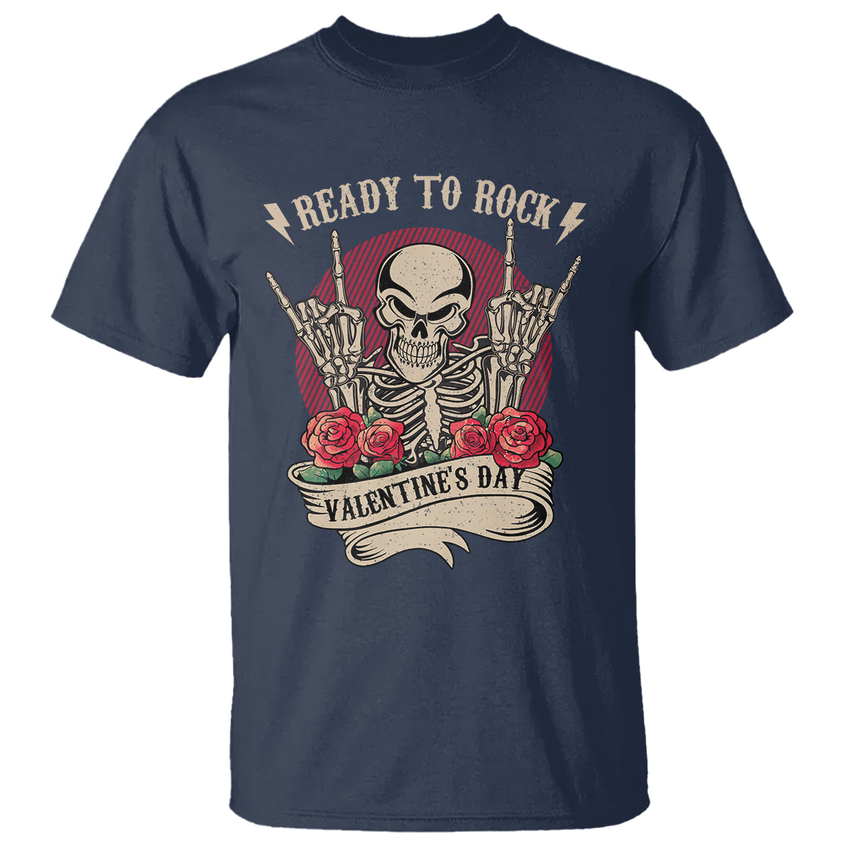 Skeleton Ready To Rock Valentine's Day T Shirt - Wonder Print Shop