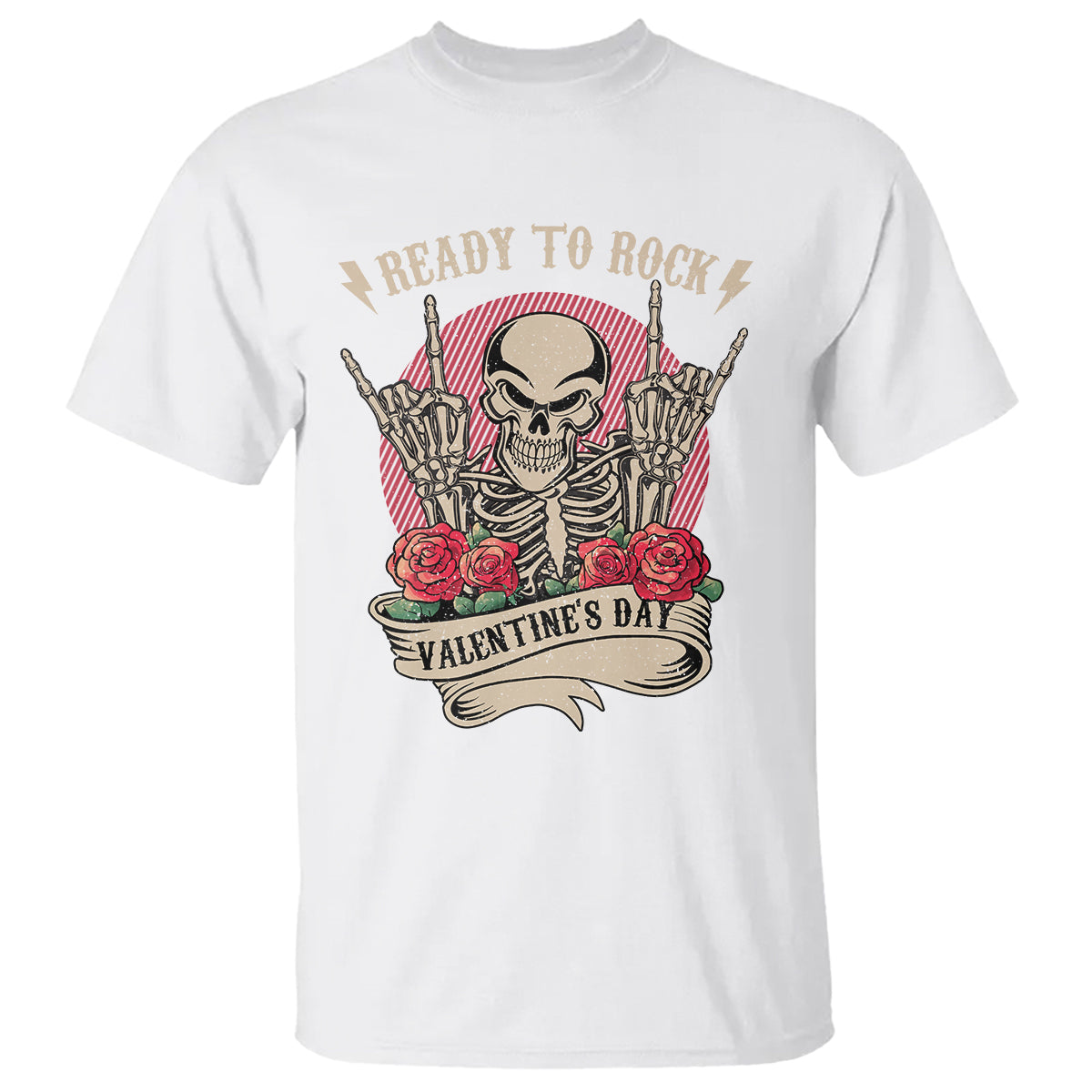 Skeleton Ready To Rock Valentine's Day T Shirt - Wonder Print Shop