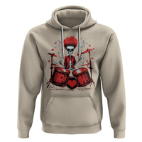 Valentine's Day Hoodie Cool Skeleton Drummer Rock Lover - Wonder Print Shop