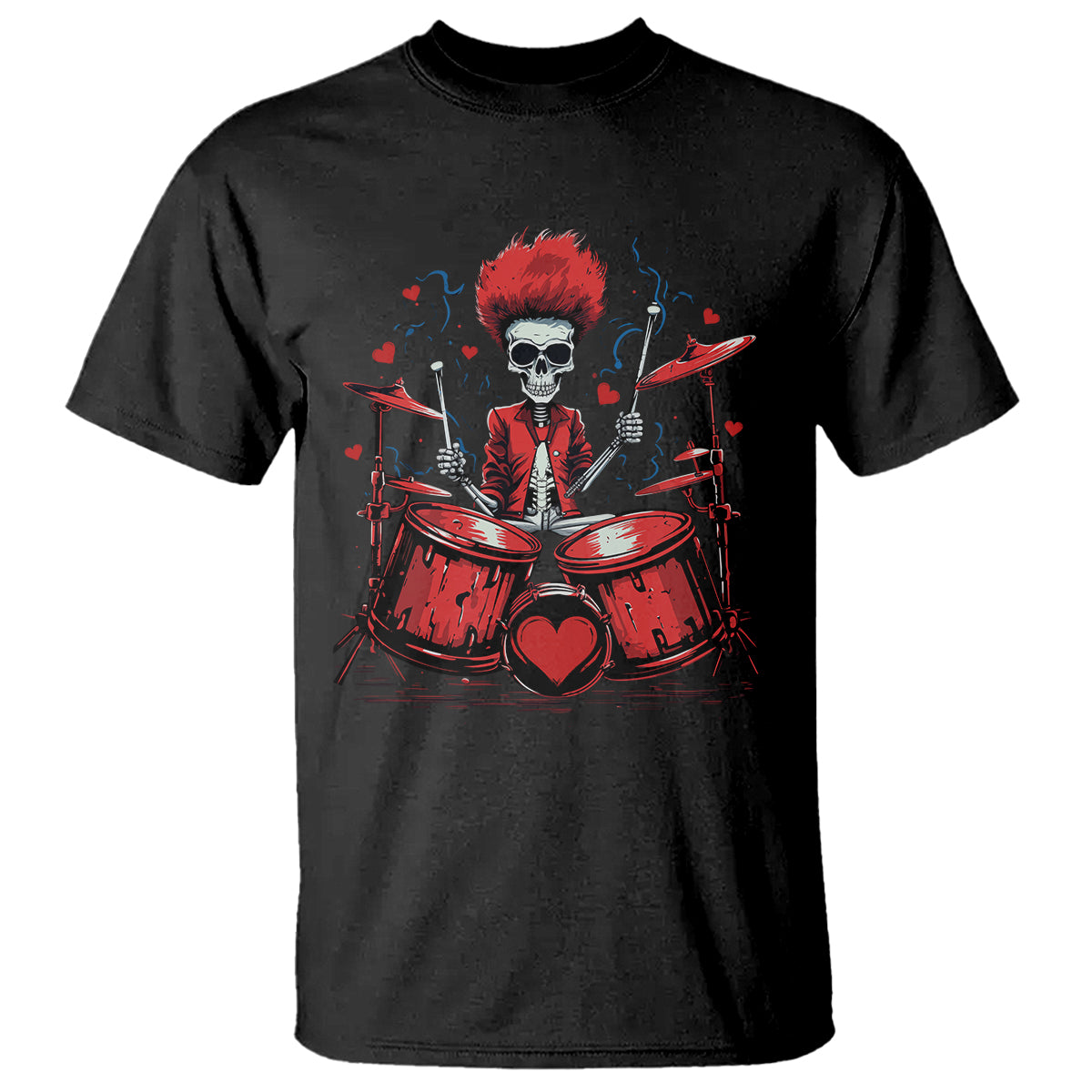 Valentine's Day T Shirt Cool Skeleton Drummer Rock Lover - Wonder Print Shop