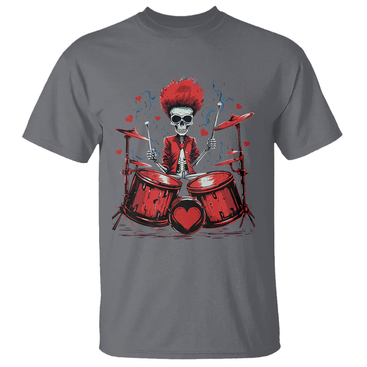Valentine's Day T Shirt Cool Skeleton Drummer Rock Lover - Wonder Print Shop