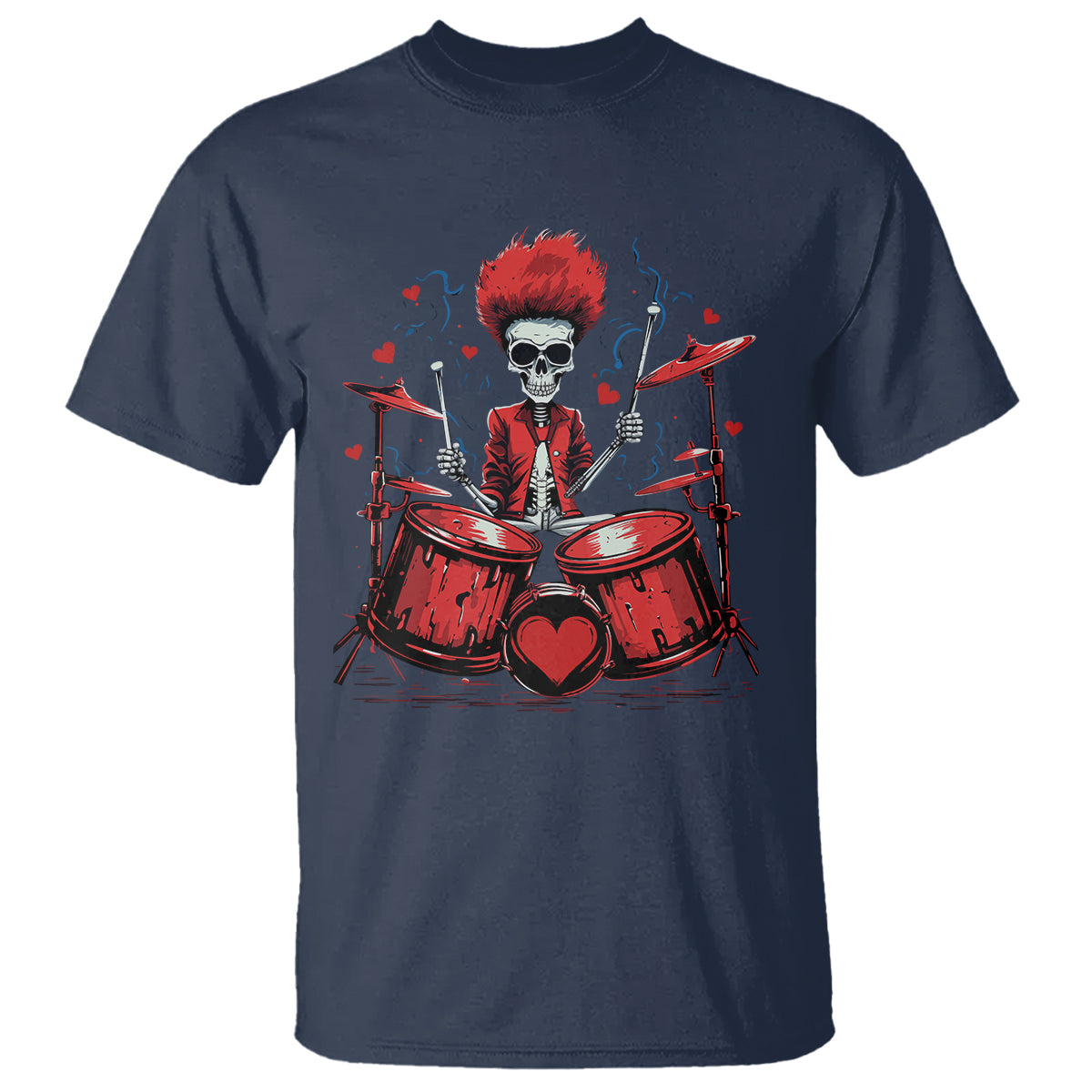 Valentine's Day T Shirt Cool Skeleton Drummer Rock Lover - Wonder Print Shop