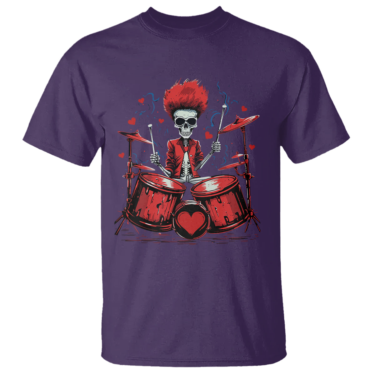 Valentine's Day T Shirt Cool Skeleton Drummer Rock Lover - Wonder Print Shop