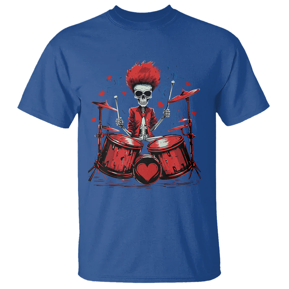 Valentine's Day T Shirt Cool Skeleton Drummer Rock Lover - Wonder Print Shop