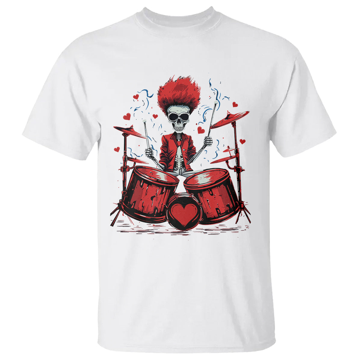 Valentine's Day T Shirt Cool Skeleton Drummer Rock Lover - Wonder Print Shop