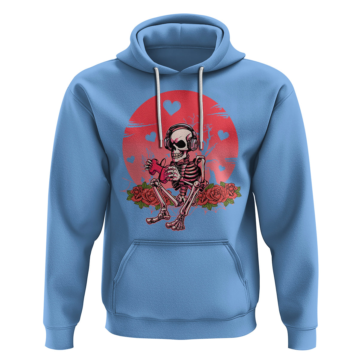 Anti Valentine's Day Hoodie Skeleton Gamer Video Game - Wonder Print Shop