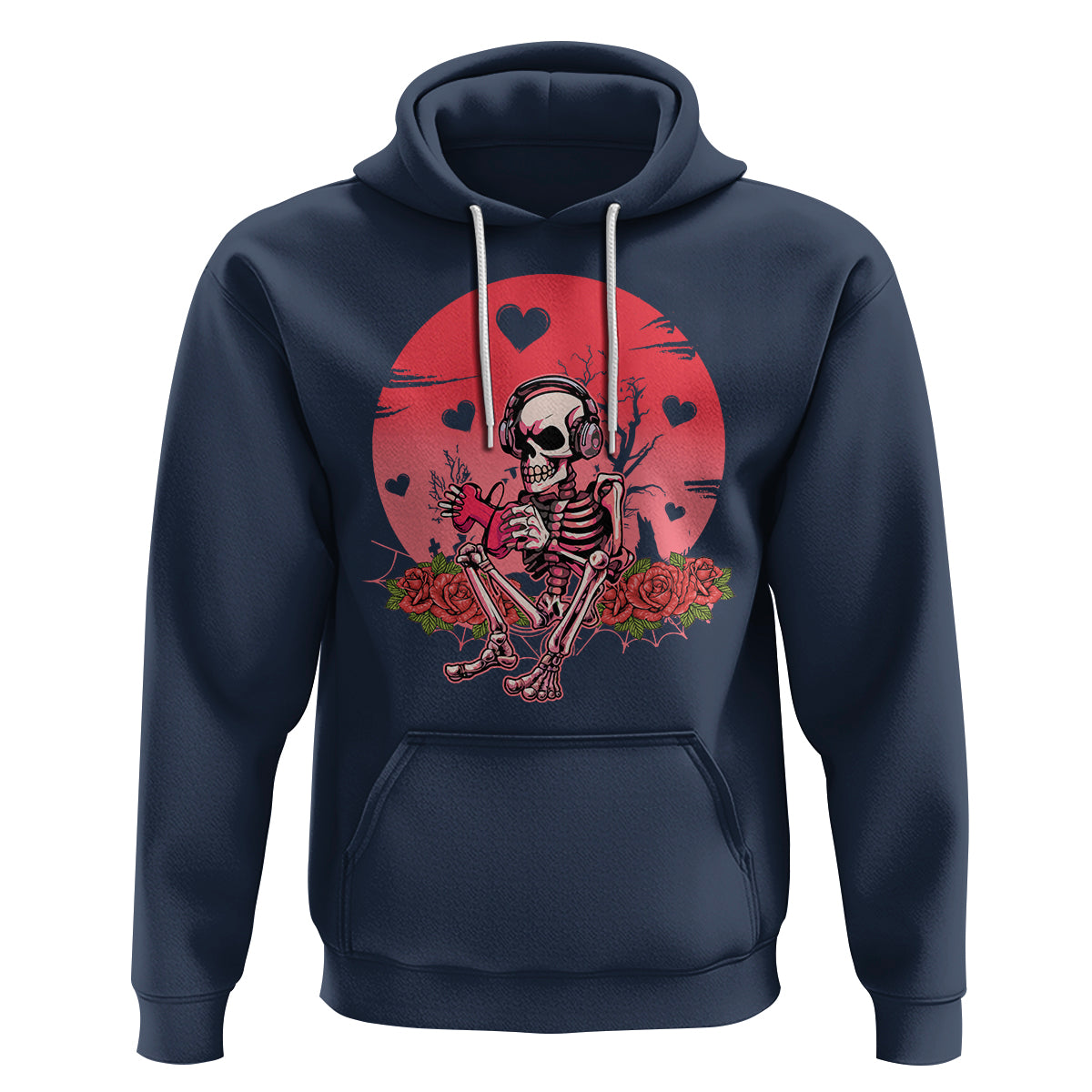Anti Valentine's Day Hoodie Skeleton Gamer Video Game - Wonder Print Shop