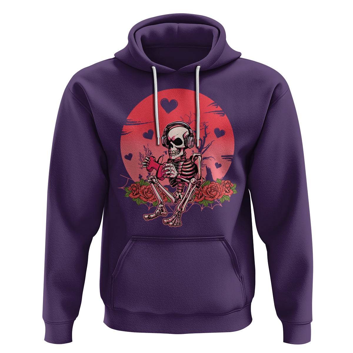 Anti Valentine's Day Hoodie Skeleton Gamer Video Game - Wonder Print Shop