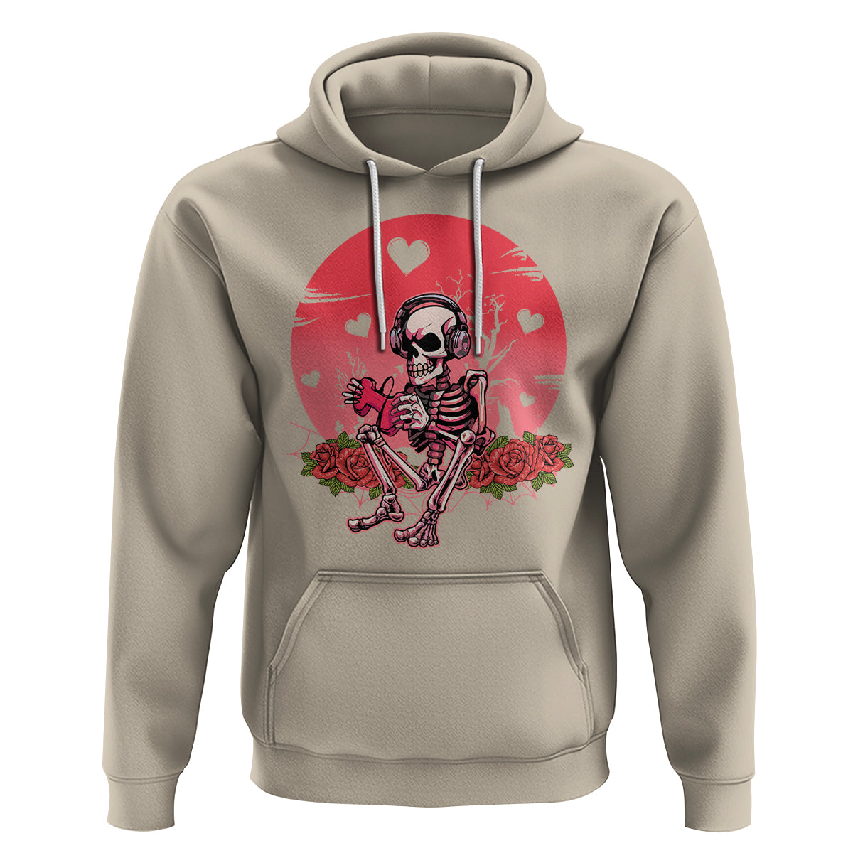 Anti Valentine's Day Hoodie Skeleton Gamer Video Game - Wonder Print Shop