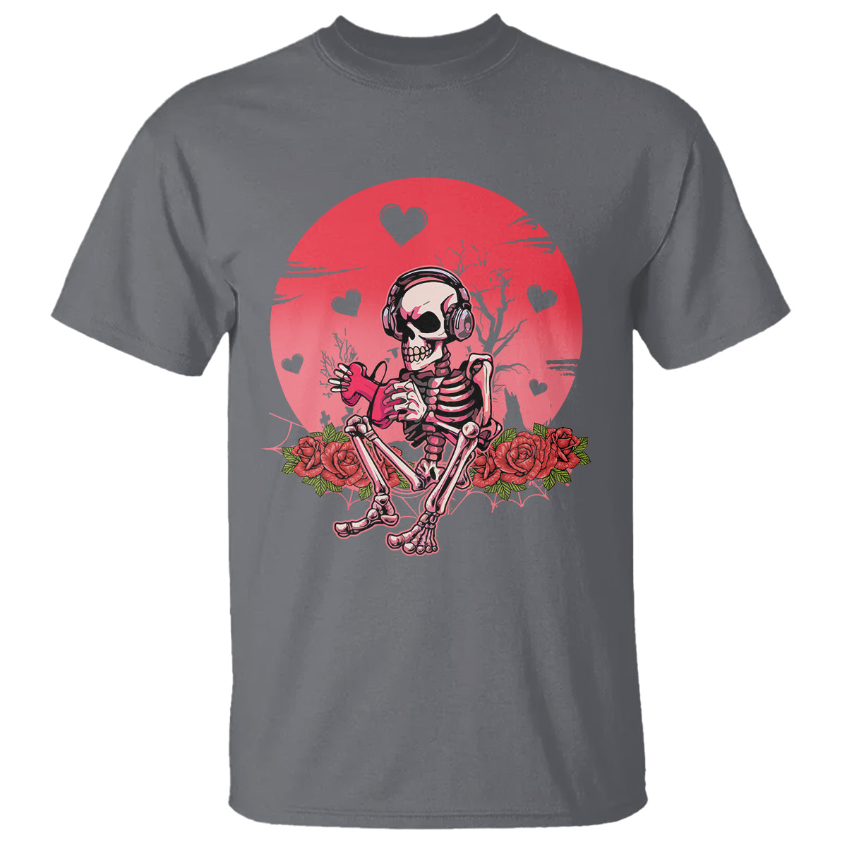 Anti Valentine's Day T Shirt Skeleton Gamer Video Game - Wonder Print Shop