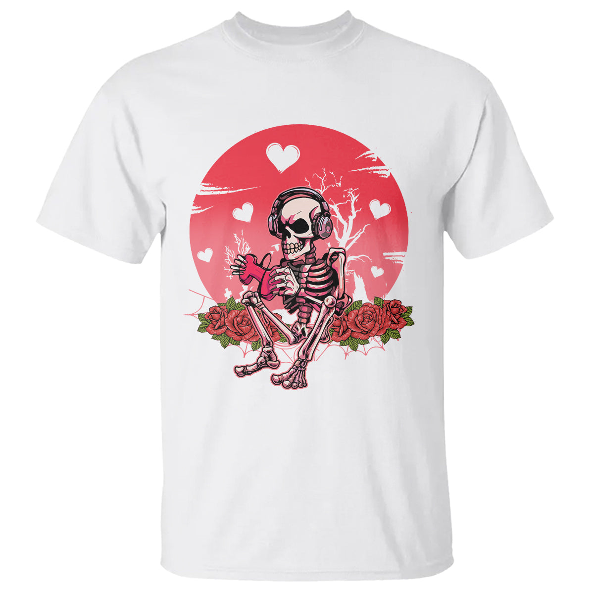Anti Valentine's Day T Shirt Skeleton Gamer Video Game - Wonder Print Shop