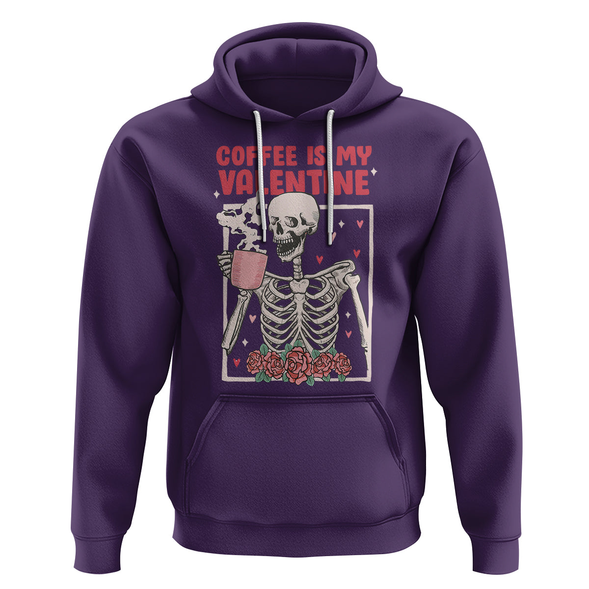 Valentine's Day Hoodie Coffee Is My Valentine Funny Skeleton - Wonder Print Shop