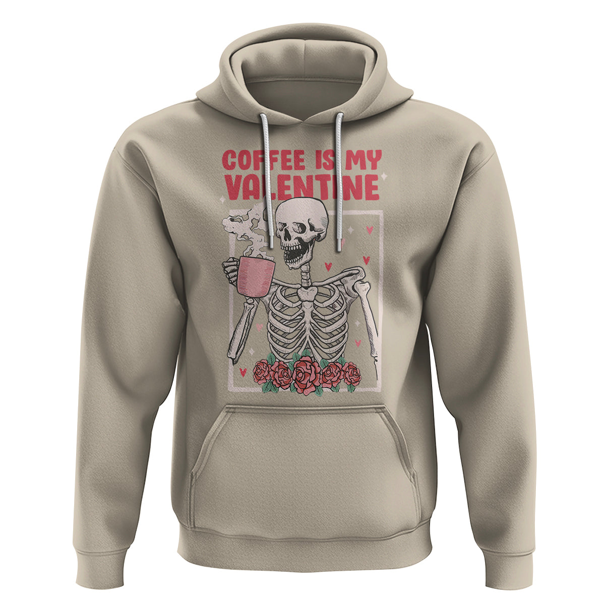 Valentine's Day Hoodie Coffee Is My Valentine Funny Skeleton - Wonder Print Shop