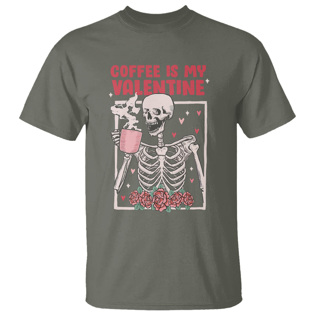 Valentine's Day T Shirt Coffee Is My Valentine Funny Skeleton - Wonder Print Shop