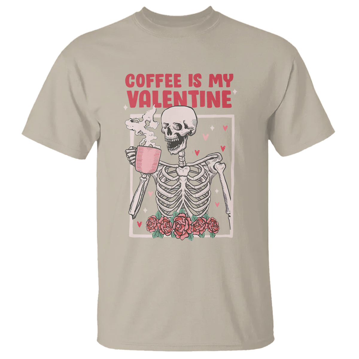 Valentine's Day T Shirt Coffee Is My Valentine Funny Skeleton - Wonder Print Shop