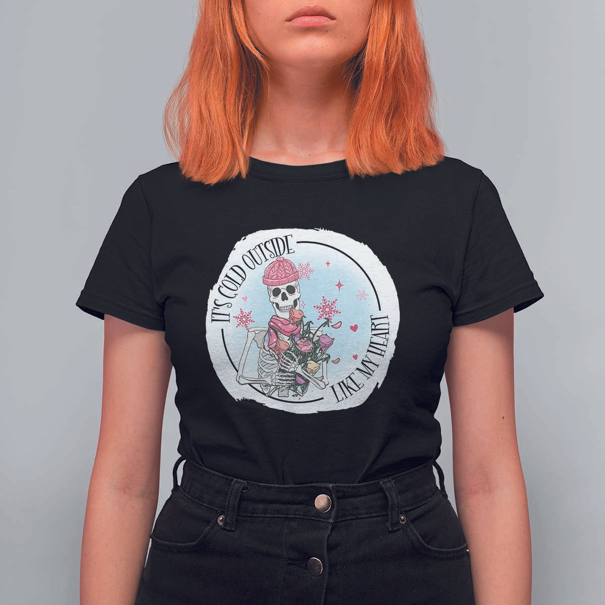 Anti Valentine T Shirt For Women It's Cold Outside Like My Heart Skeleton Single Day - Wonder Print Shop