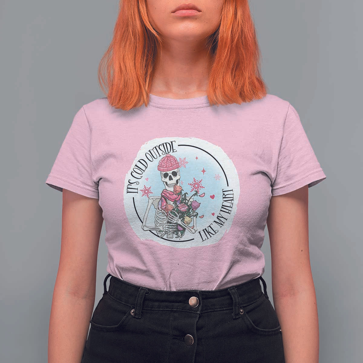 Anti Valentine T Shirt For Women It's Cold Outside Like My Heart Skeleton Single Day - Wonder Print Shop