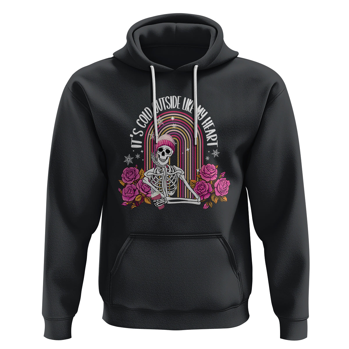 Anti Valentine's Day Hoodie It's Cold Outside Like My Heart Skeleton - Wonder Print Shop