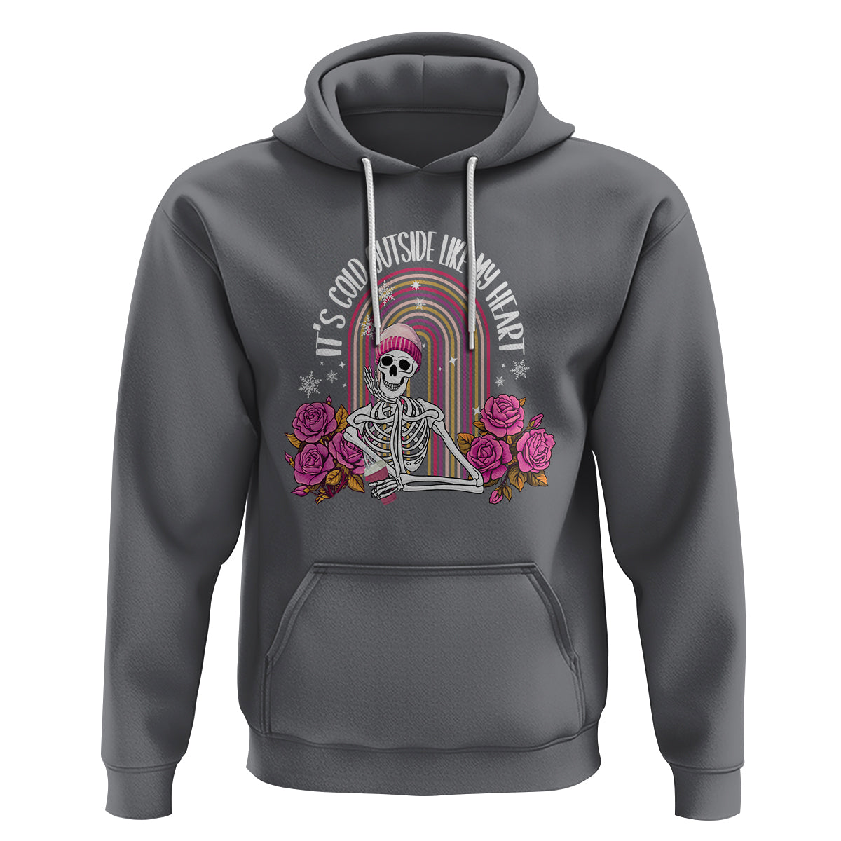Anti Valentine's Day Hoodie It's Cold Outside Like My Heart Skeleton - Wonder Print Shop