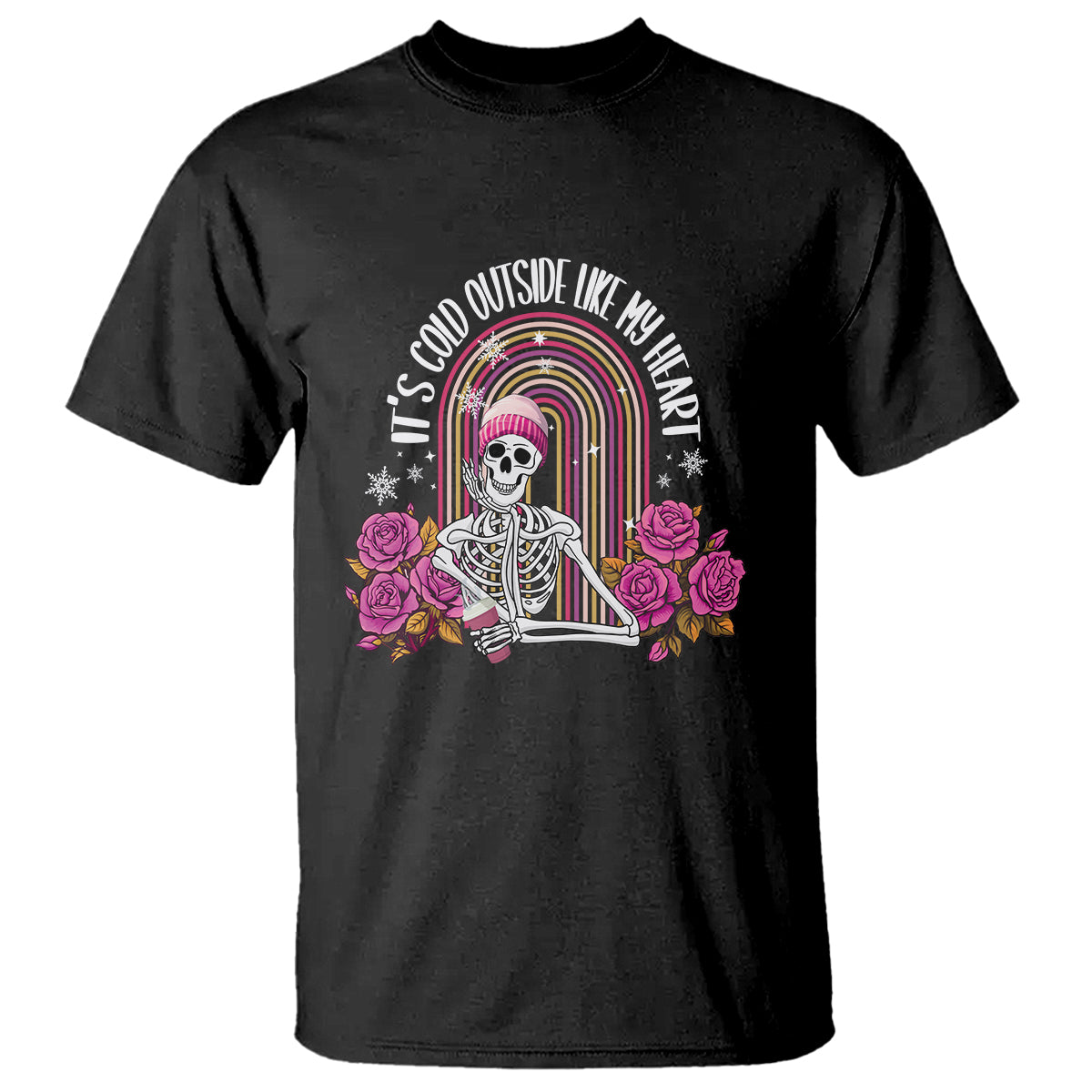 Anti Valentine's Day T Shirt It's Cold Outside Like My Heart Skeleton - Wonder Print Shop