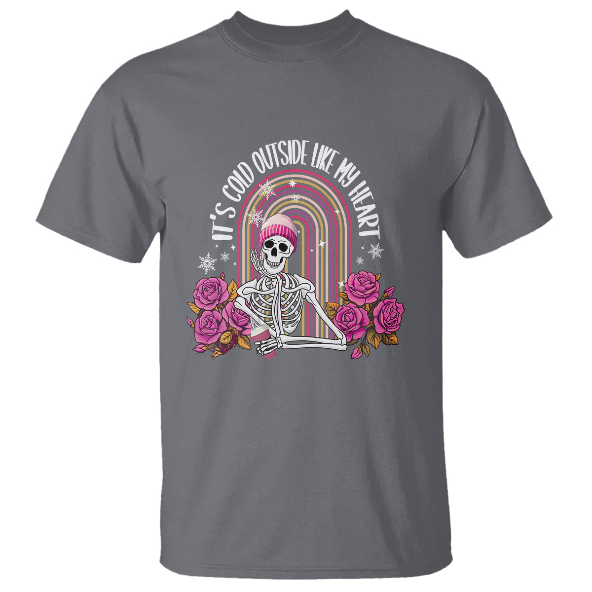 Anti Valentine's Day T Shirt It's Cold Outside Like My Heart Skeleton - Wonder Print Shop
