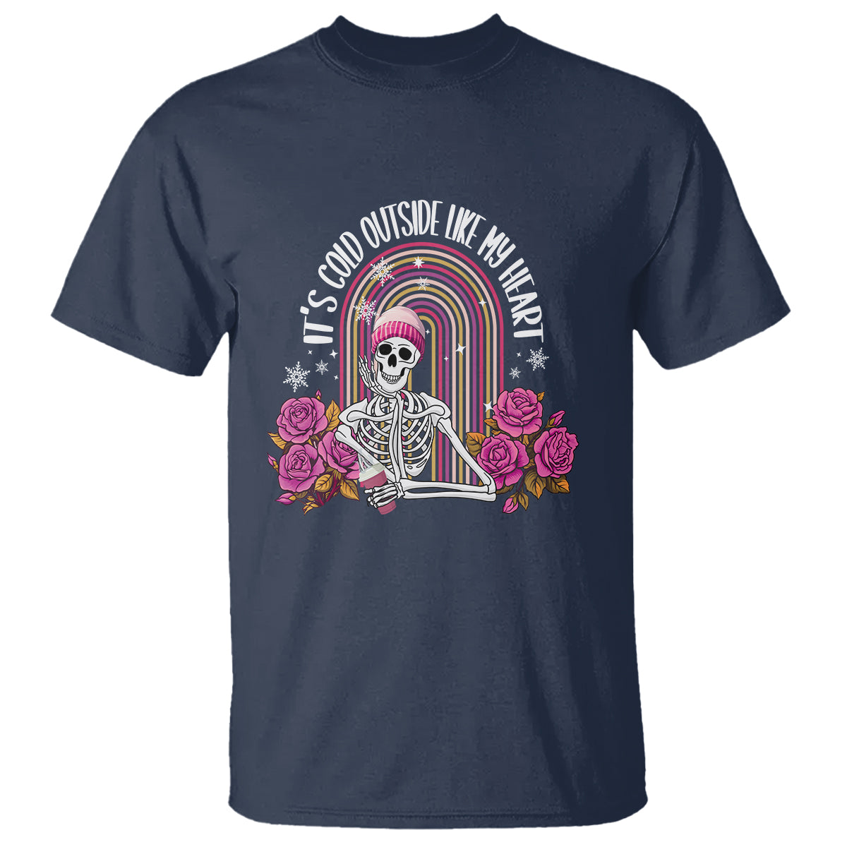 Anti Valentine's Day T Shirt It's Cold Outside Like My Heart Skeleton - Wonder Print Shop