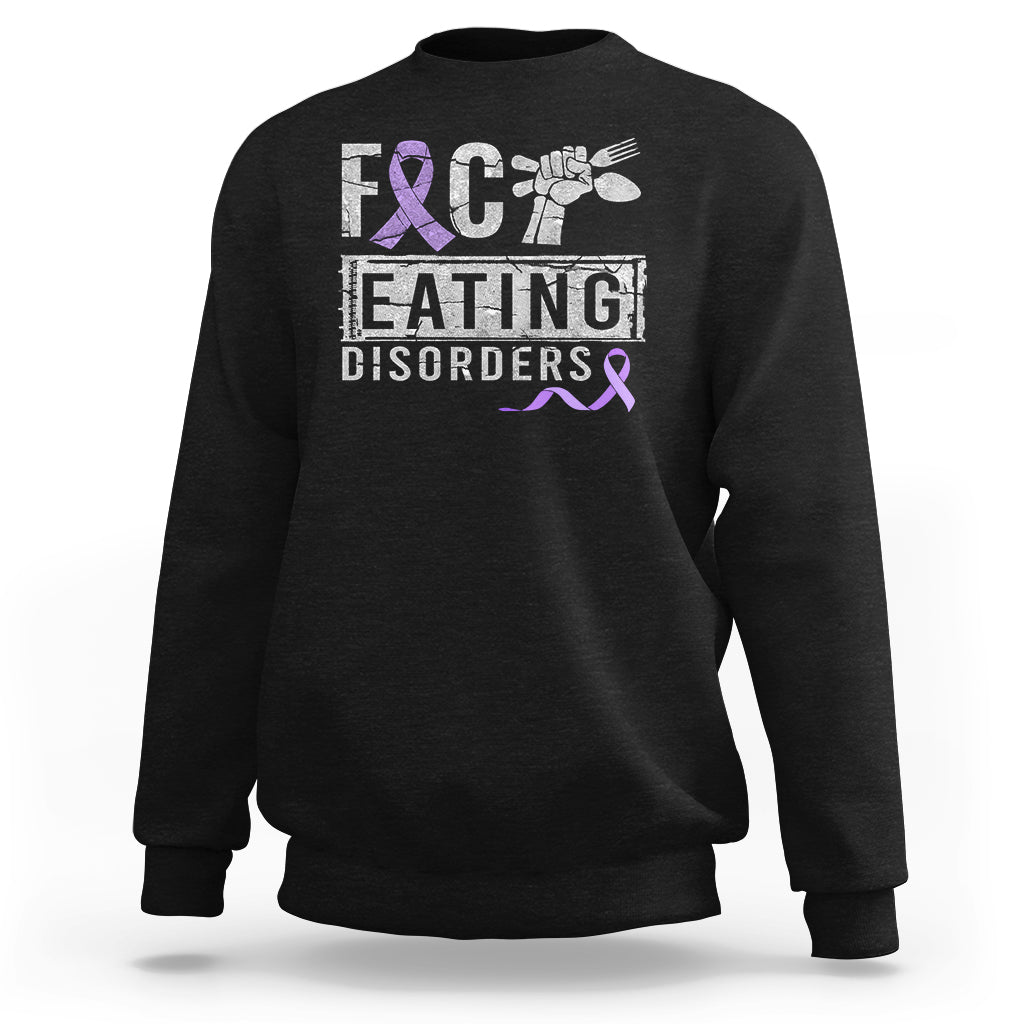 Anorexia Awareness Sweatshirt FxxK Eating Disorders Purple Ribbon - Wonder Print Shop