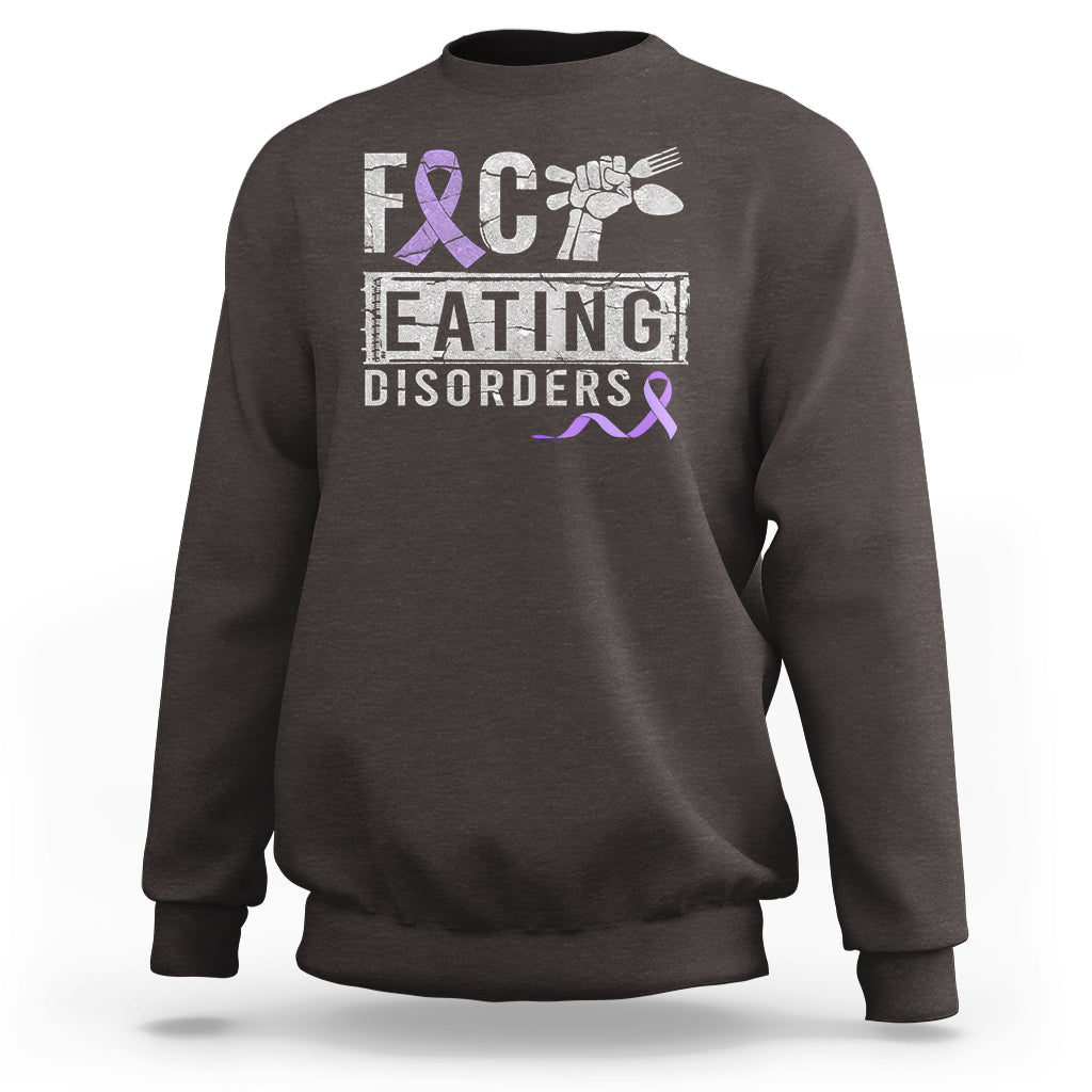 Anorexia Awareness Sweatshirt FxxK Eating Disorders Purple Ribbon - Wonder Print Shop