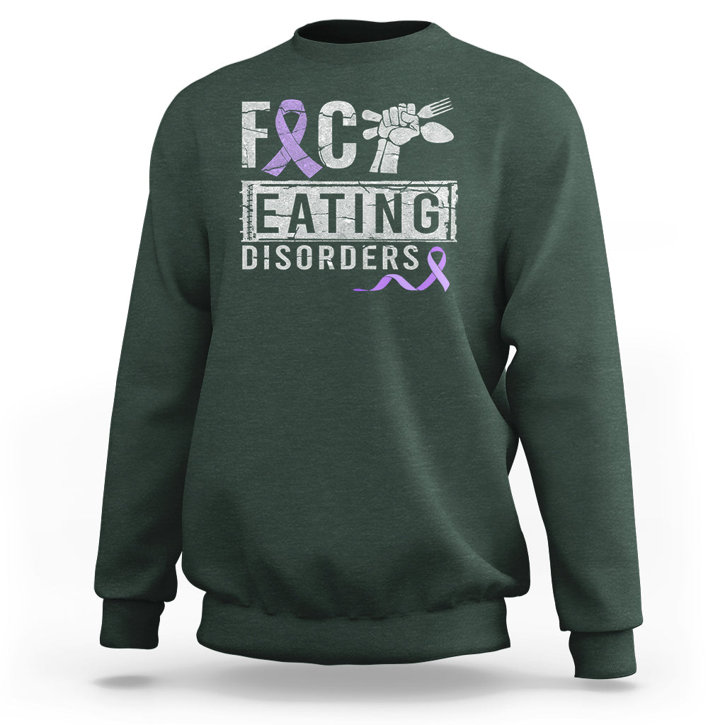Anorexia Awareness Sweatshirt FxxK Eating Disorders Purple Ribbon - Wonder Print Shop
