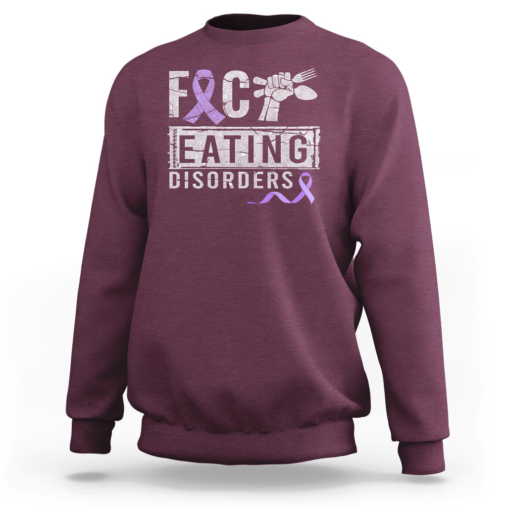 Anorexia Awareness Sweatshirt FxxK Eating Disorders Purple Ribbon - Wonder Print Shop