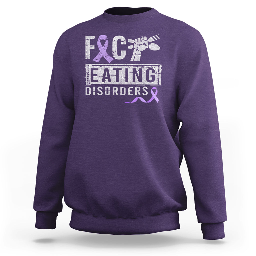Anorexia Awareness Sweatshirt FxxK Eating Disorders Purple Ribbon - Wonder Print Shop