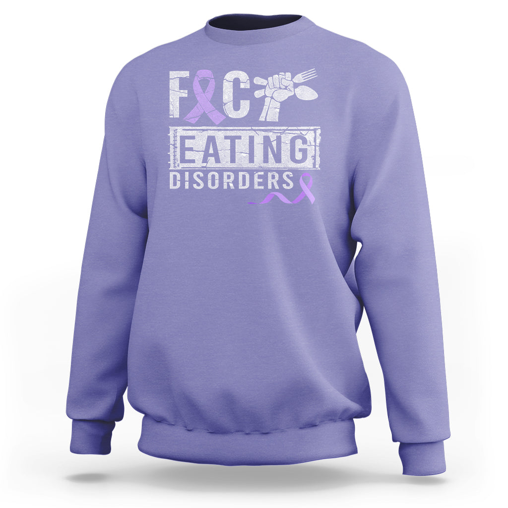 Anorexia Awareness Sweatshirt FxxK Eating Disorders Purple Ribbon - Wonder Print Shop