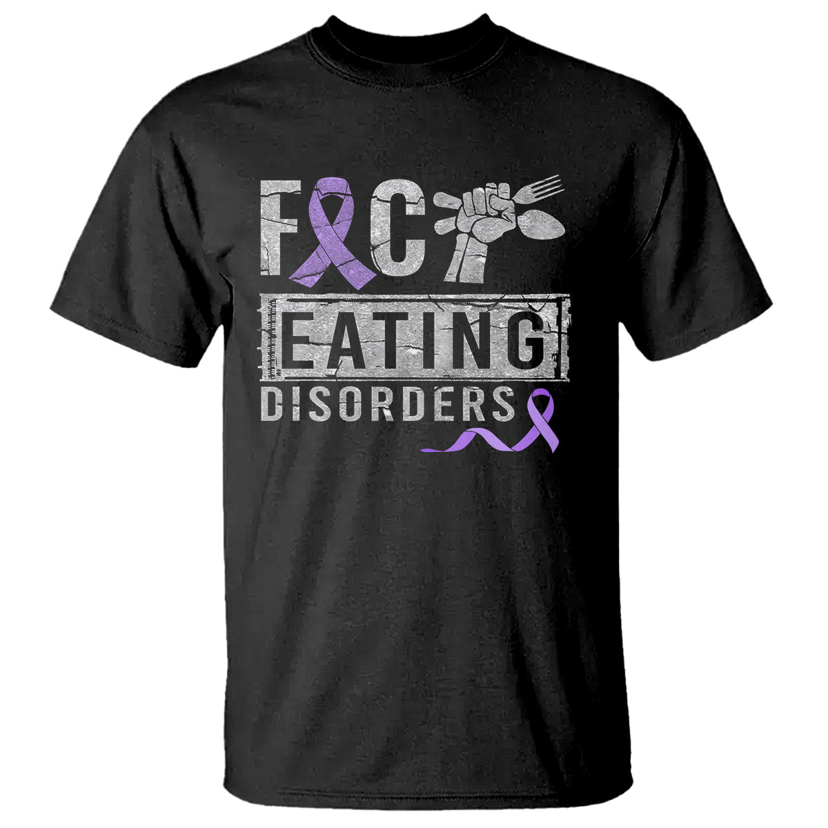 Anorexia Awareness T Shirt FxxK Eating Disorders Purple Ribbon - Wonder Print Shop