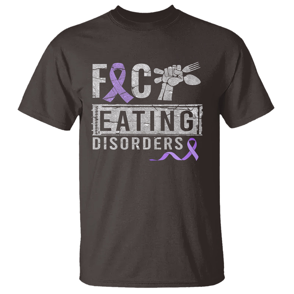 Anorexia Awareness T Shirt FxxK Eating Disorders Purple Ribbon - Wonder Print Shop